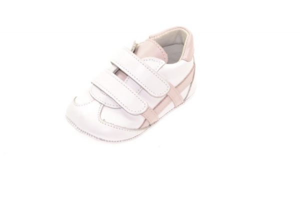 Zapatilla bebe blanco/rosa chuches