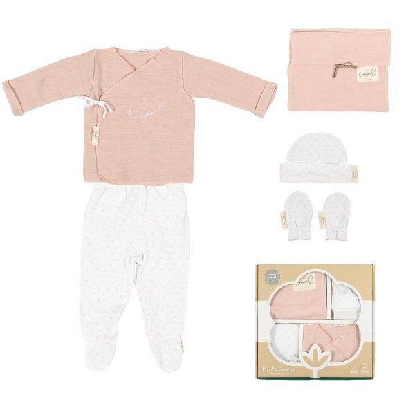conjunto algodon 5 piezas dream rosa palo 0-1 mes coimasa