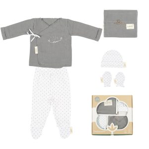 conjunto algodon 5 piezas dream gris 0-1 mes coimasa