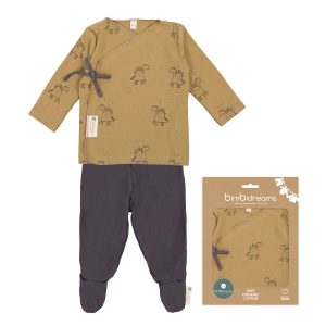 conjunto algodon dinosaurios camel/gris 0-1 mes coimasa