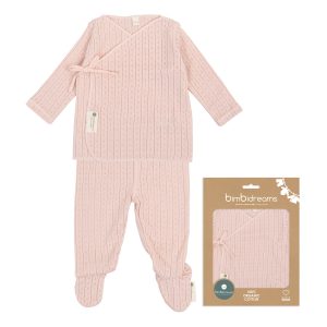 conjunto algodon deshagujado rosa empolvado 0-1 mes coimasa