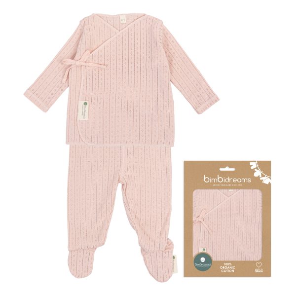conjunto algodon deshagujado rosa empolvado 0-1 mes coimasa