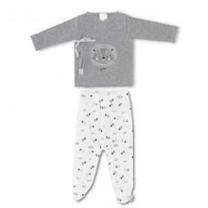 conjunto algodon leon gris 0-1 mes coimasa