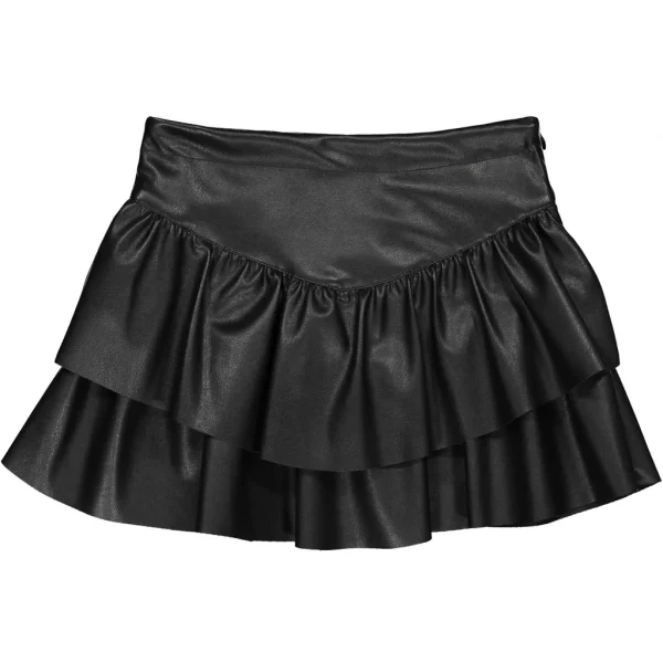 falda volantes polipiel negra trybeyond