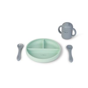 SET DE ALIMENTACIÓN "FOOD & FUN" BLUE MIST + MINT SARO