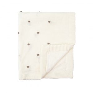 MANTA COCHE TRICOT DOTS BEIGE BIMBIDREAMS