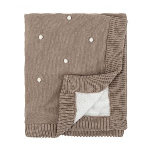 MANTA COCHE TRICOT DOTS GRIS BEIGE BIMBIDREAMS