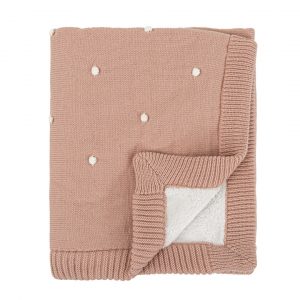 MANTA COCHE TRICOT DOTS ROSA EMPOLVADO BIMBIDREAMS