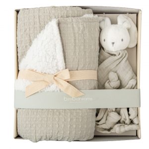 MANTA COCHE WAFFLE/CORALINA + DOUDOU VERDE MENTA BIMBIDREAMS