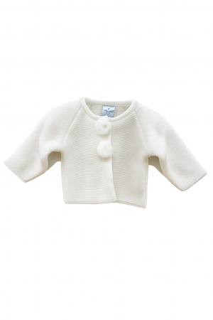 CHAQUETA PUNTO BOBO POMPONES CRUDO SARDÓN