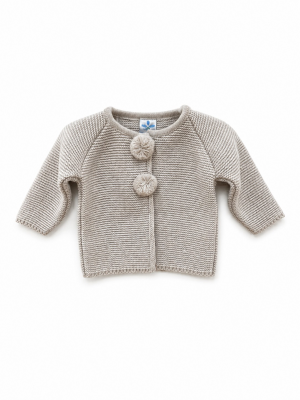 CHAQUETA PUNTO BOBO POMPONES PIEDRA SARDÓN