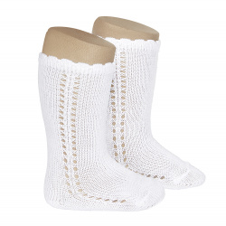 CALCETINES ALTOS CALADO LATERAL BLANCO CONDOR