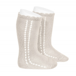 CALCETINES ALTOS CALADO LATERAL LINO CONDOR