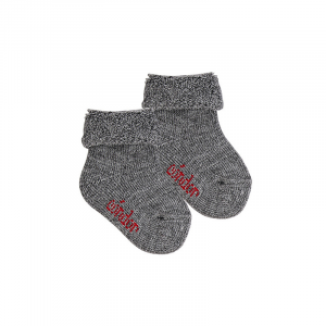 CALCETINES LANA MERINO PUÑO VUELTO Y RIZO GRIS OSCURO CONDOR