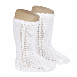 CALCETINES ALTOS CALADO BLANCO CONDOR