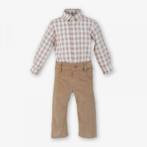 CONJUNTO CAMISA VICHY PANTALÓN CAMEL MIRANDA