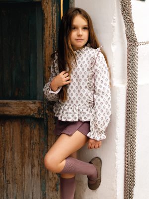 CONJUNTO BEIGE/BERENGENA CALAMARO