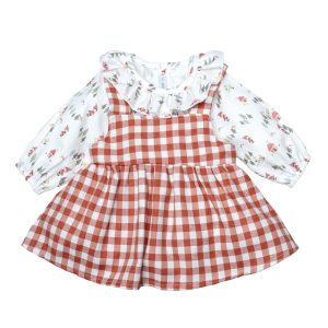 VESTIDO PICHI CUADROS TEJA CALAMARO