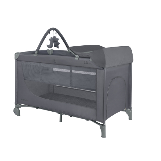 CUNA DE VIAJE SO GIFTED PLUS 2 NIVELES GRIS KIKKABOO